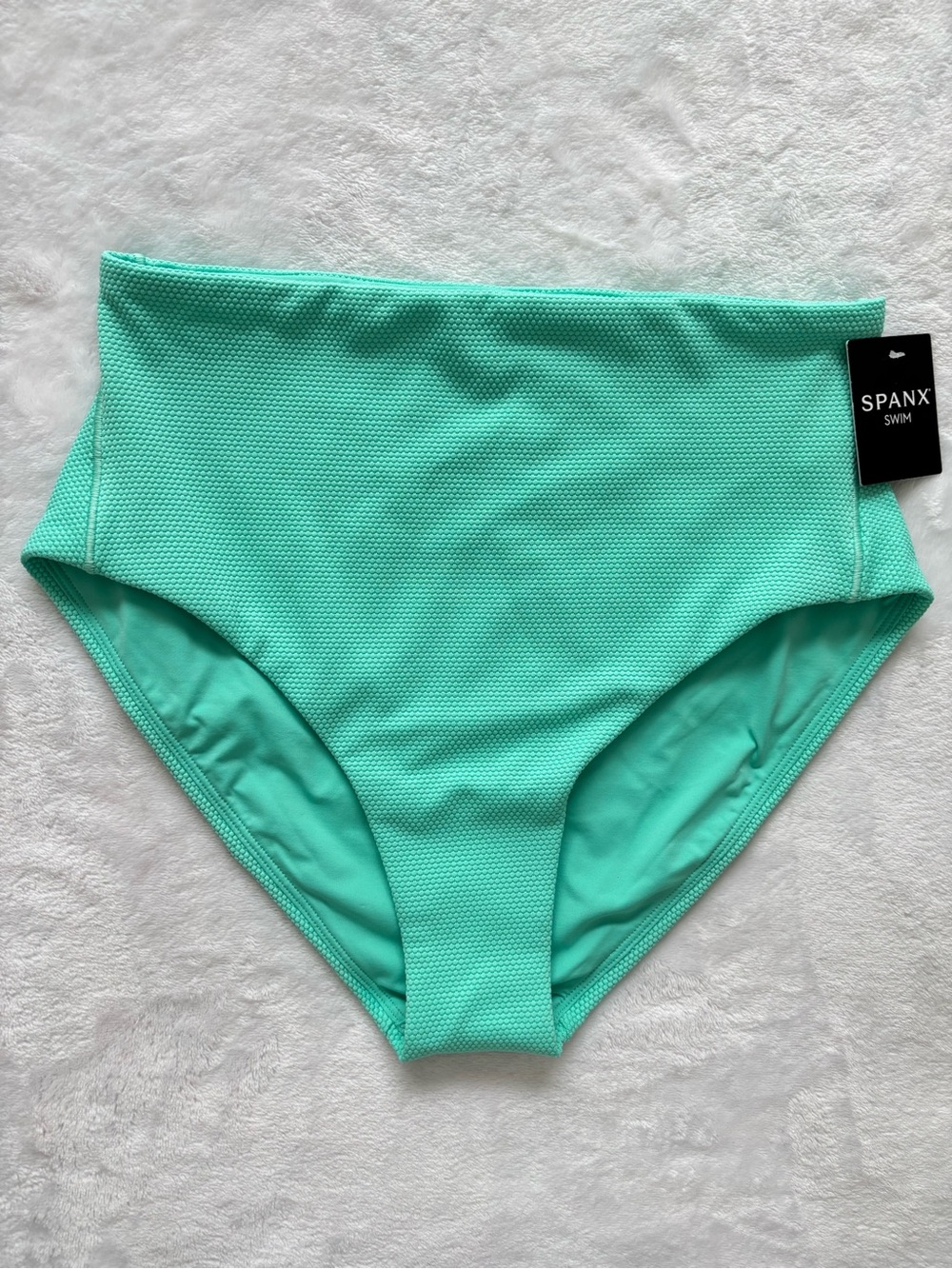SPANX Pique Hi-Rise Shaping Cheeky Turquoise Bikini Bottom--NWT--S